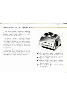 Miranda FvT manual. Camera Instructions.